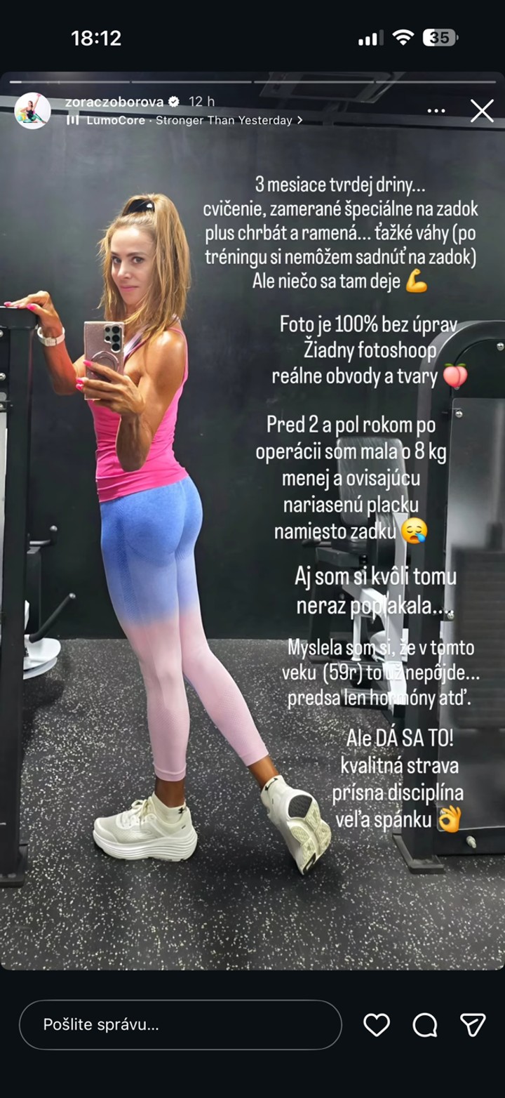 Zora Czoborová, Fitneska, Zadok